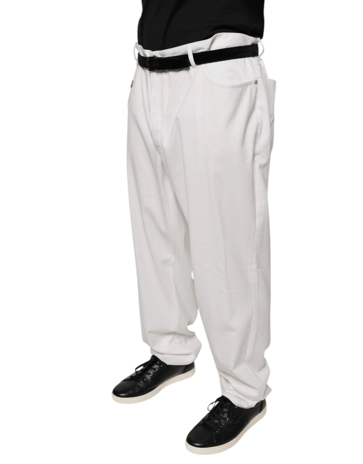 Brunello Cucinelli White Cotton Men Dress Tapered Pants by Brunello Cucinelli outlet now on sale