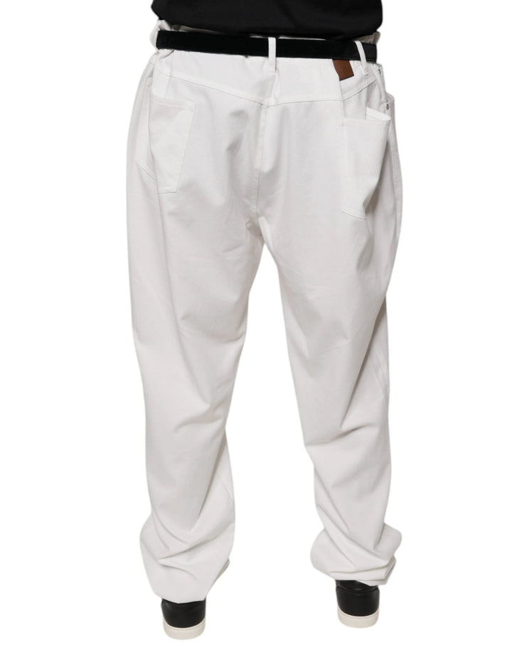 Brunello Cucinelli White Cotton Men Dress Tapered Pants by Brunello Cucinelli outlet now on sale