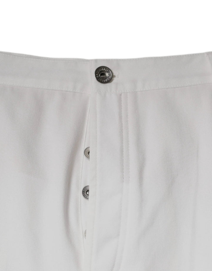Brunello Cucinelli White Cotton Men Dress Tapered Pants by Brunello Cucinelli outlet now on sale