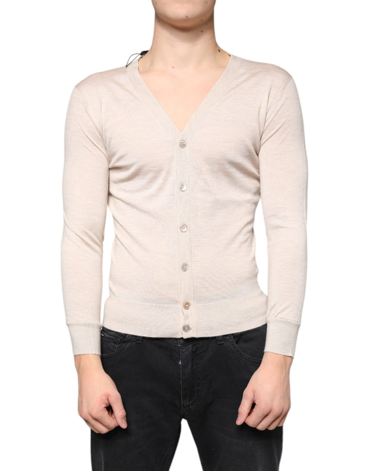 Dolce & Gabbana Beige Cashmere Button Down Cardigan Sweater by Dolce & Gabbana outlet now on sale