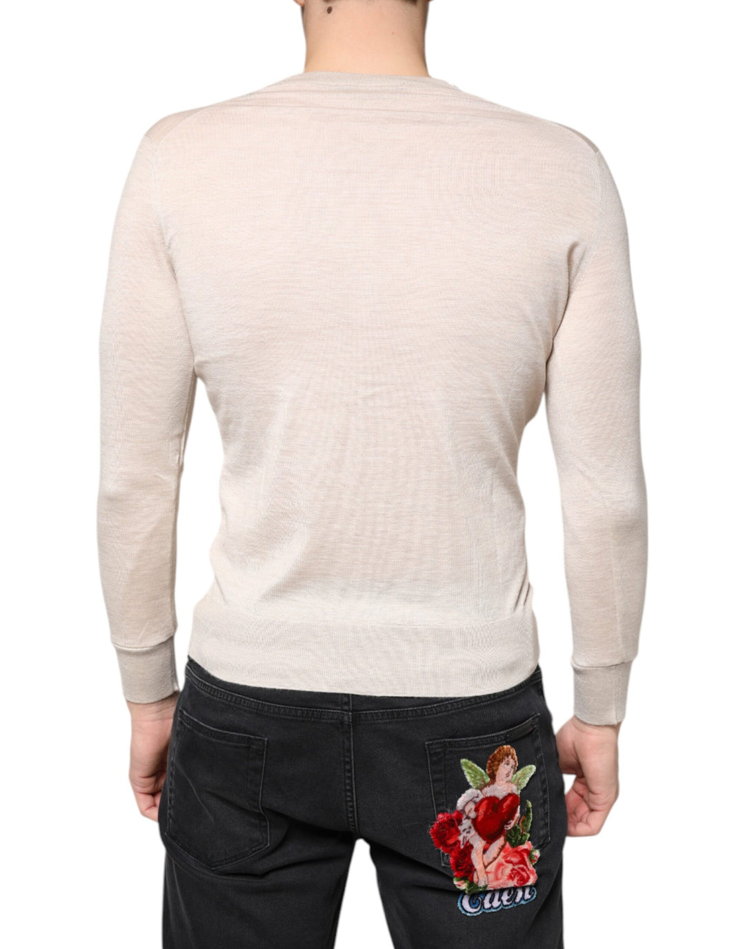 Dolce & Gabbana Beige Cashmere Button Down Cardigan Sweater by Dolce & Gabbana outlet now on sale