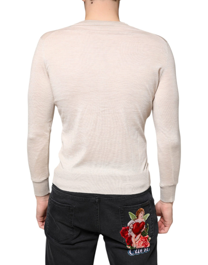 Dolce & Gabbana Beige Cashmere Button Down Cardigan Sweater by Dolce & Gabbana outlet now on sale