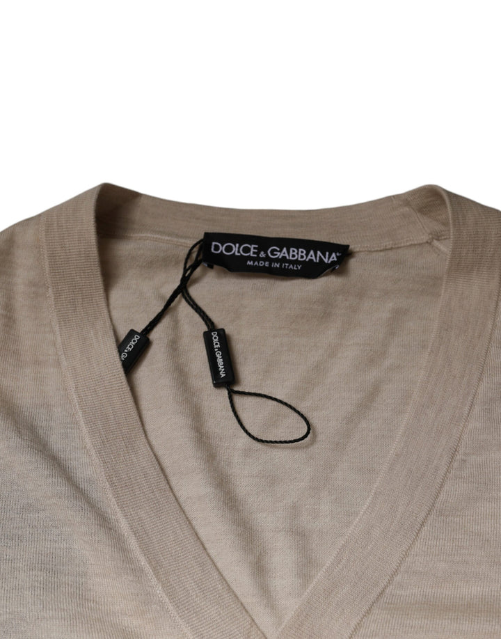 Dolce & Gabbana Beige Cashmere Button Down Cardigan Sweater by Dolce & Gabbana outlet now on sale