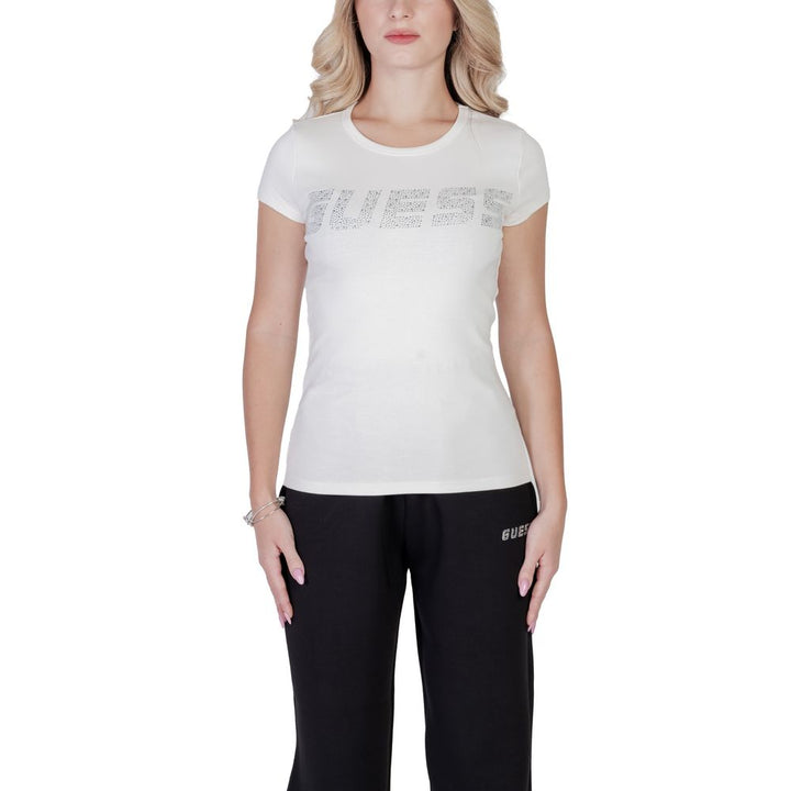 Guess Active Cream Cotton Tops & T-Shirt