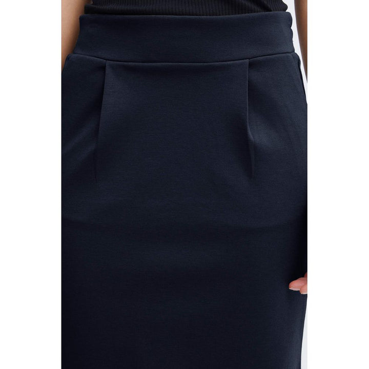 ICHI Blue Polyester Skirt