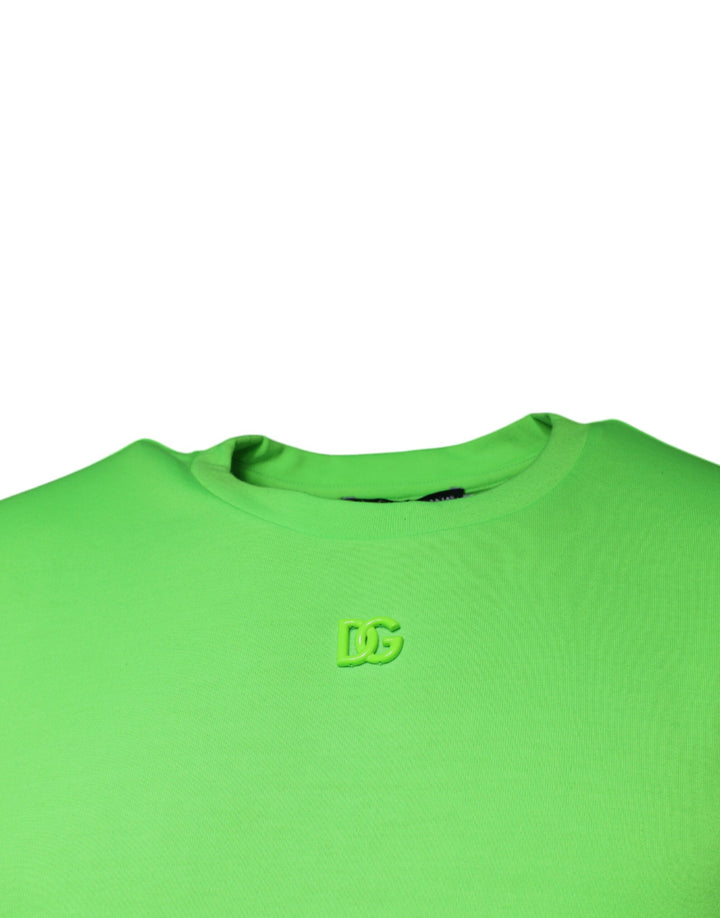 Dolce &amp; Gabbana Sample Sale Dolce &amp; Gabbana Green Logo Round Neck Short Sleeves T-shirt - | Designer outlet