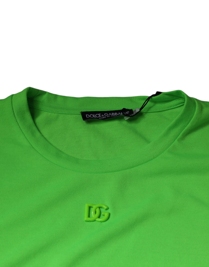 Dolce &amp; Gabbana Sample Sale Dolce &amp; Gabbana Green Logo Round Neck Short Sleeves T-shirt - | Designer outlet