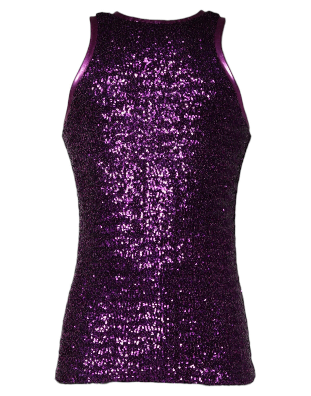 Dolce &amp; Gabbana Sample Sale Dolce &amp; Gabbana Purple Sequin Round Neck Sleeveless T-shirt - | Designer outlet