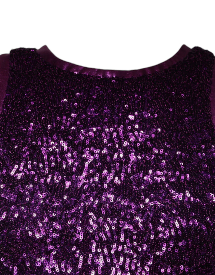Dolce &amp; Gabbana Sample Sale Dolce &amp; Gabbana Purple Sequin Round Neck Sleeveless T-shirt - | Designer outlet