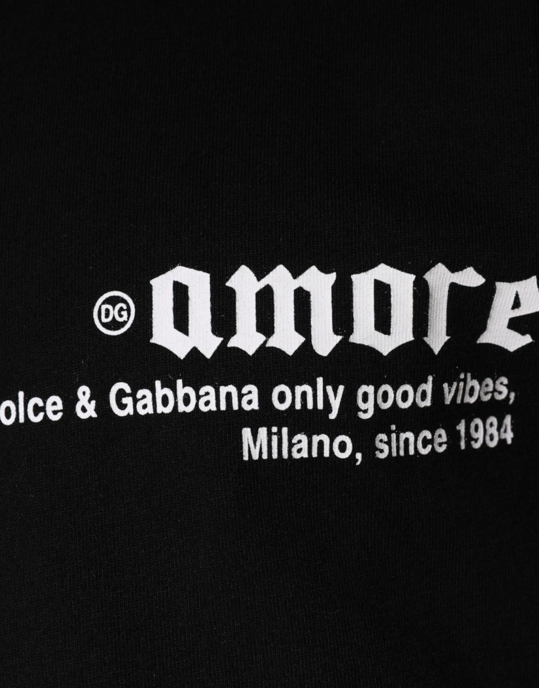 Dolce &amp; Gabbana Sample Sale Dolce &amp; Gabbana Black Amore Print Cotton Crew Neck T-shirt - | Designer outlet