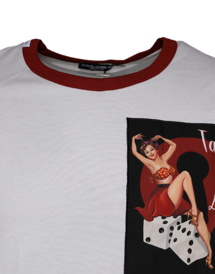 Dolce &amp; Gabbana Sample Sale Dolce &amp; Gabbana White Graphic Print Cotton Crew Neck T-shirt - | Designer outlet