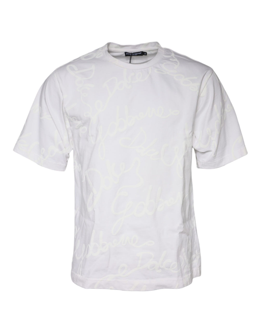 Dolce &amp; Gabbana Sample Sale Dolce &amp; Gabbana White Logo Print Cotton Crew Neck T-shirt - | Designer outlet