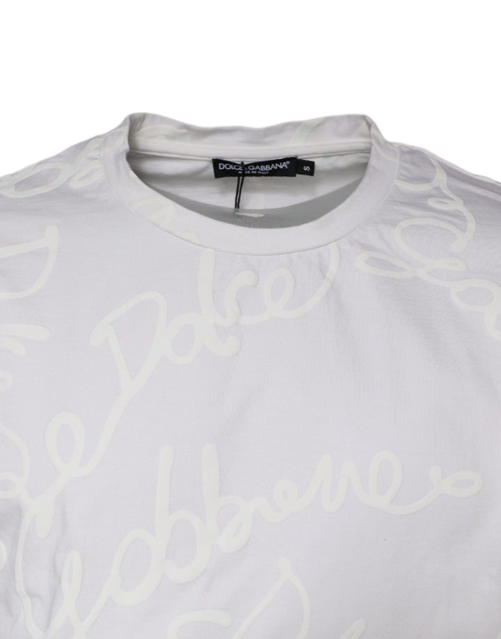 Dolce &amp; Gabbana Sample Sale Dolce &amp; Gabbana White Logo Print Cotton Crew Neck T-shirt - | Designer outlet