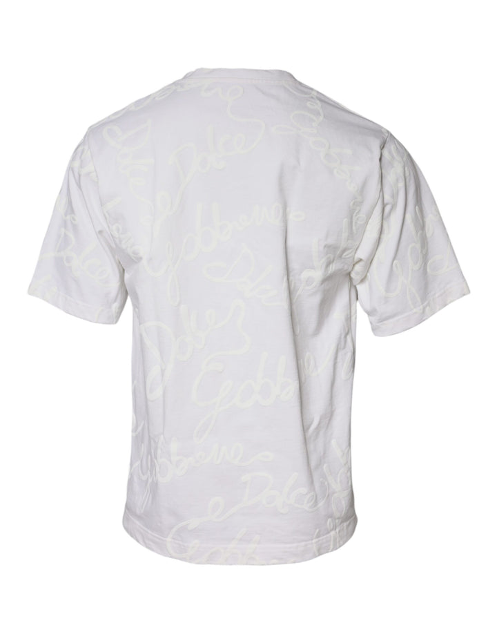 Dolce &amp; Gabbana Sample Sale Dolce &amp; Gabbana White Logo Print Cotton Crew Neck T-shirt - | Designer outlet