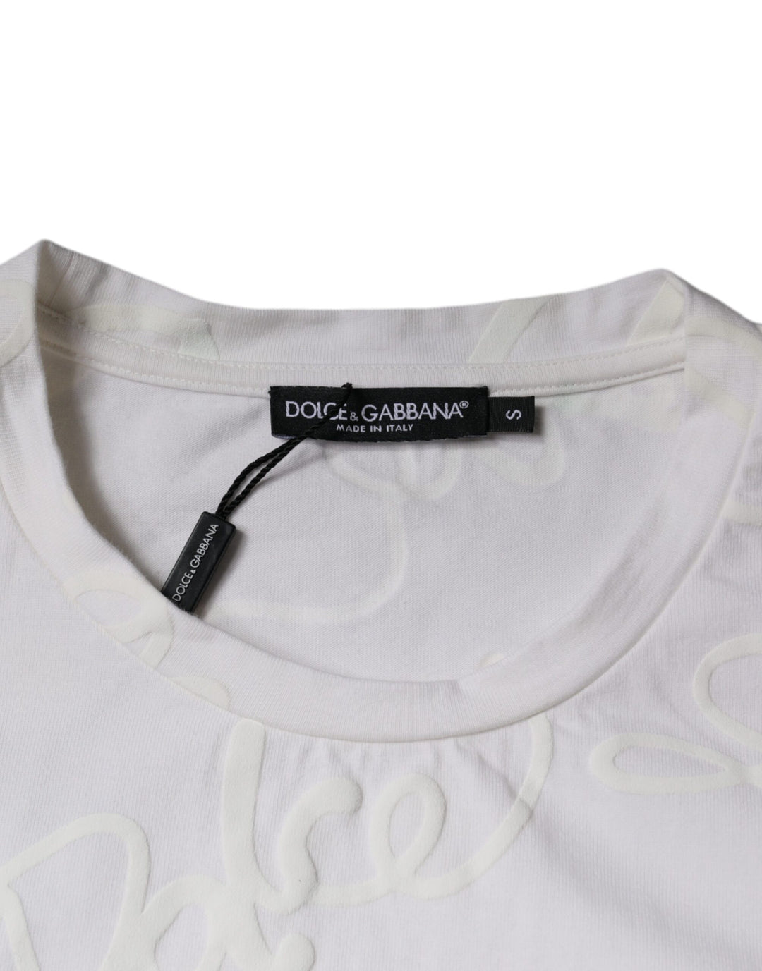 Dolce &amp; Gabbana Sample Sale Dolce &amp; Gabbana White Logo Print Cotton Crew Neck T-shirt - | Designer outlet