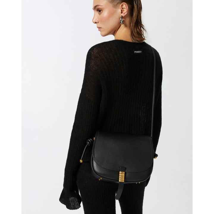 PINKO Black Leather Crossbody Bag