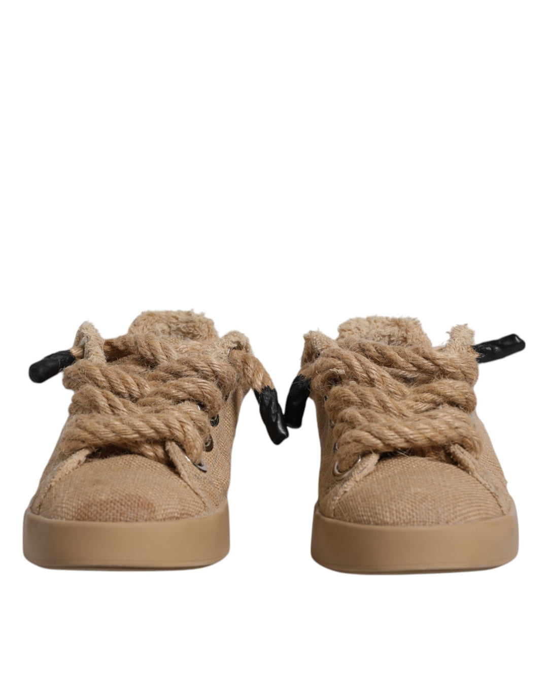 Dolce &amp; Gabbana Brown Jute Fabric Low Top Men Sneakers Shoes by Dolce &amp; Gabbana outlet now on sale