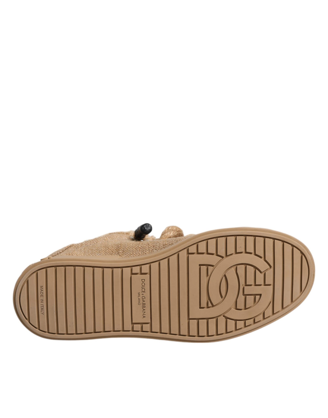 Dolce &amp; Gabbana Brown Jute Fabric Low Top Men Sneakers Shoes by Dolce &amp; Gabbana outlet now on sale