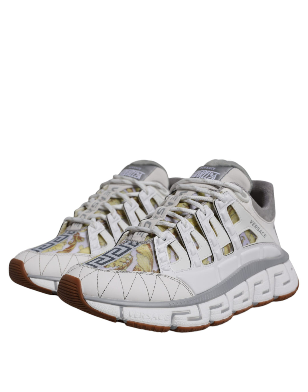 Versace Sample Sale Versace White Trigreca Barocco Print Low Top Sneakers Shoes - | Designer outlet