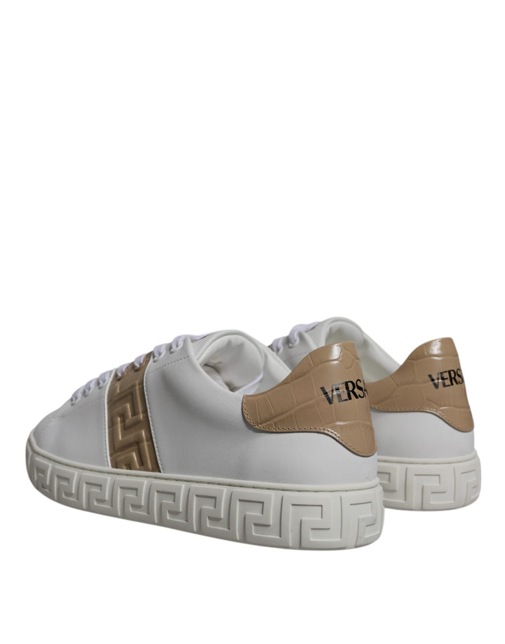 Versace Sample Sale Versace White Brown Greca Print TPU Low Top Men Sneakers Shoes - | Designer outlet