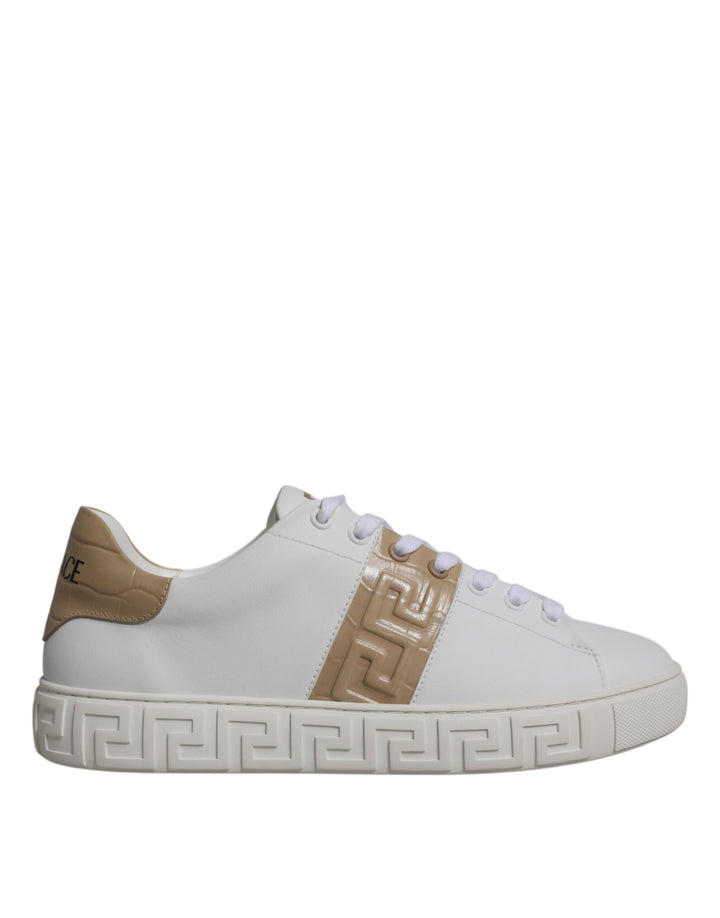 Versace Sample Sale Versace White Brown Greca Print TPU Low Top Men Sneakers Shoes - | Designer outlet