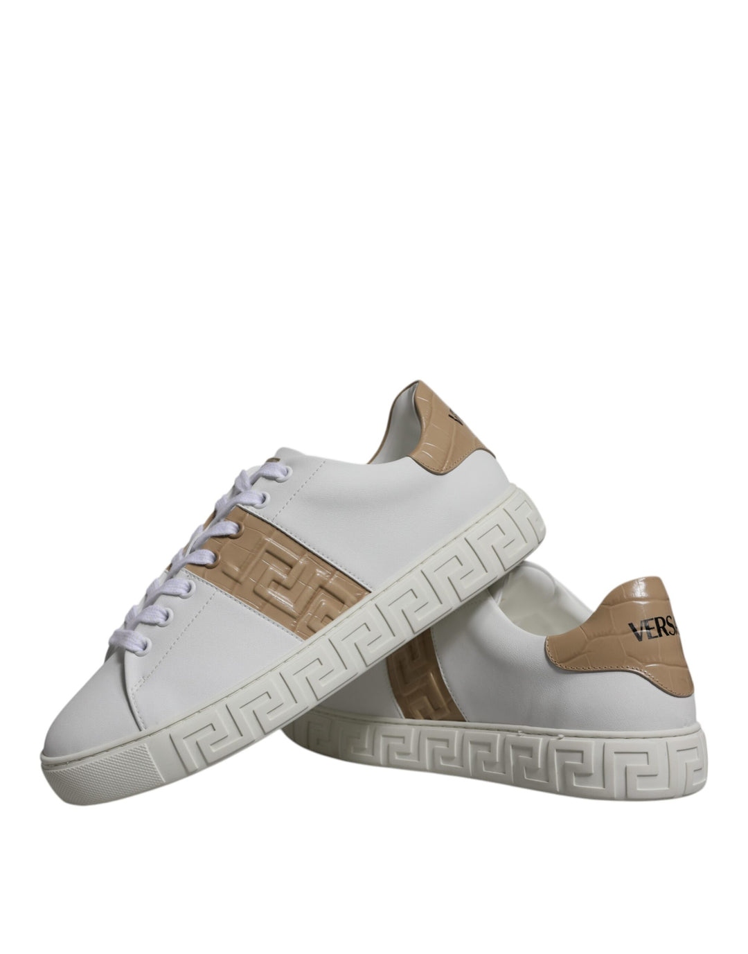 Versace Sample Sale Versace White Brown Greca Print TPU Low Top Men Sneakers Shoes - | Designer outlet