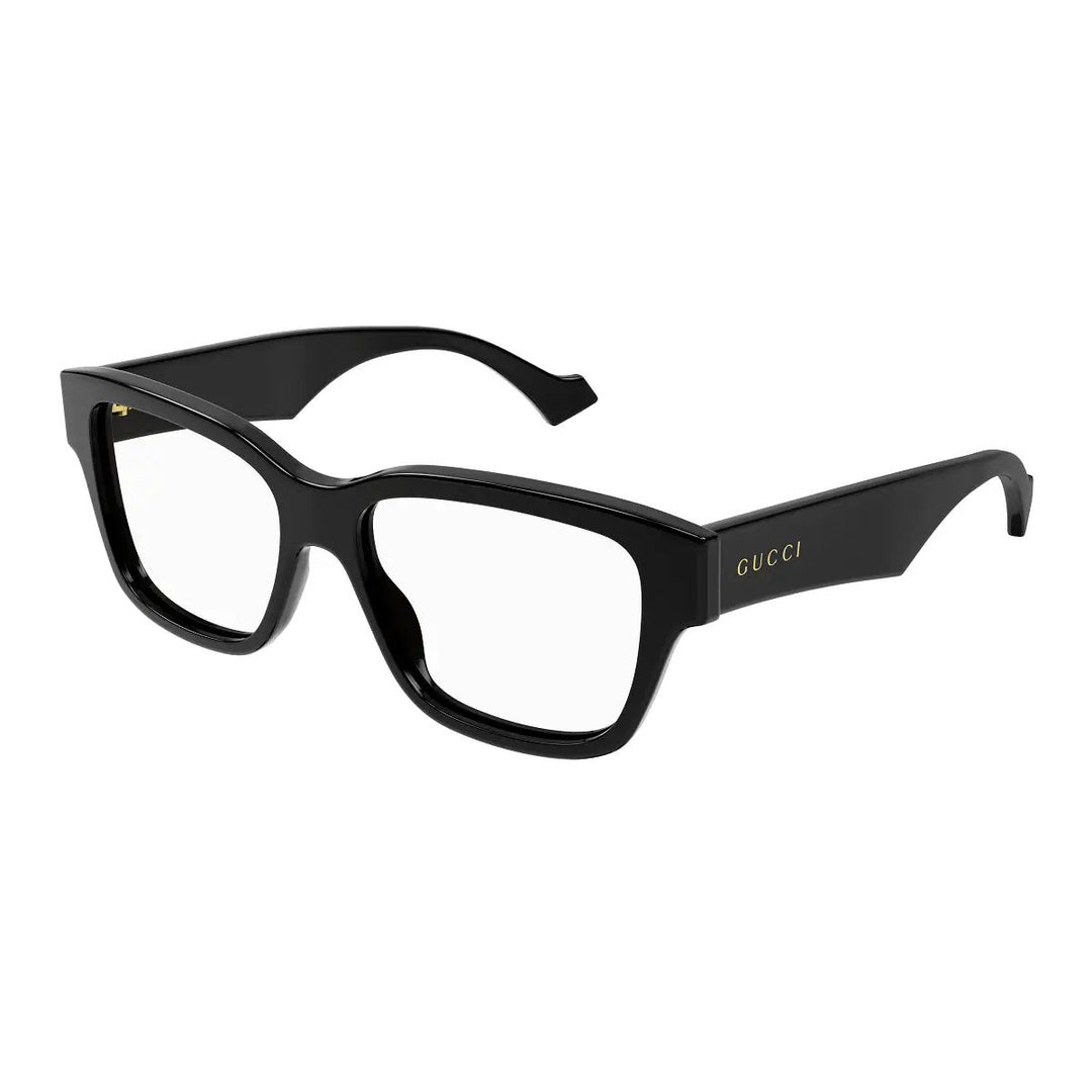 Gucci Eyeglasses Square Full Rim, Shiny Black Frame And Clear Demo Lenses Lens Gg1428O004