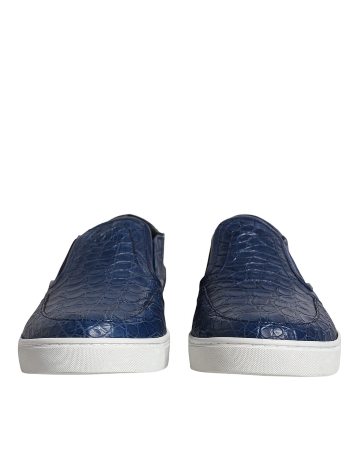 Dolce &amp; Gabbana Blue Croc Exotic Leather Men Sneakers Shoes by Dolce &amp; Gabbana outlet now on sale