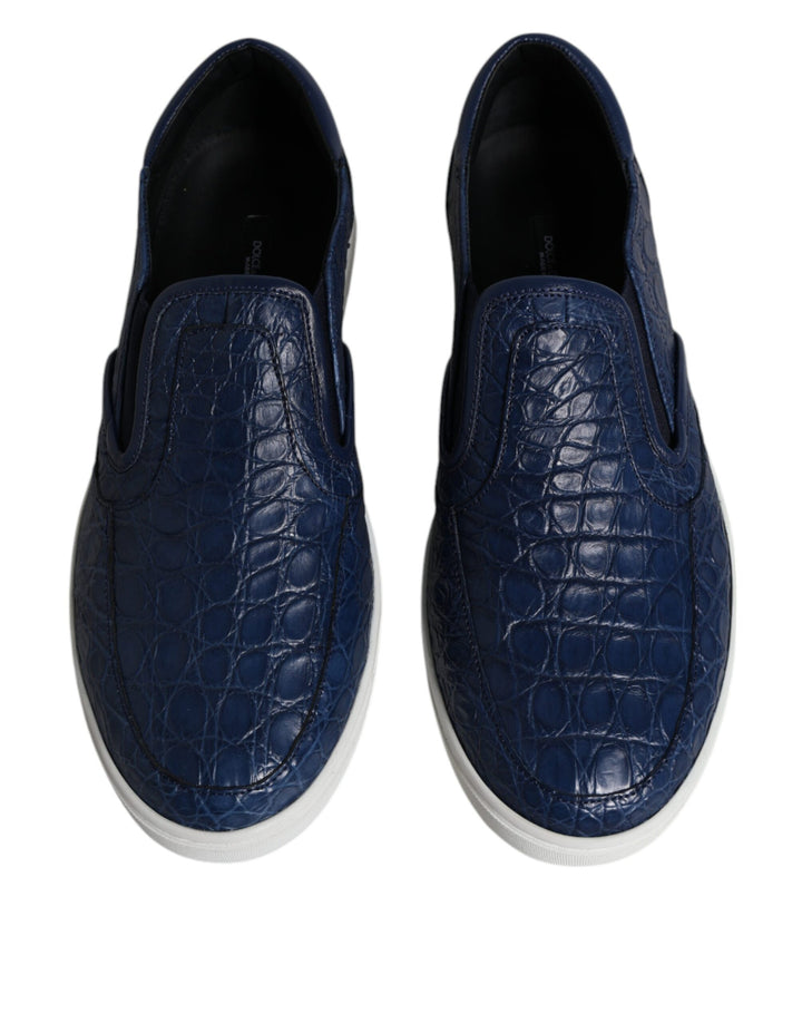 Dolce &amp; Gabbana Blue Croc Exotic Leather Men Sneakers Shoes by Dolce &amp; Gabbana outlet now on sale