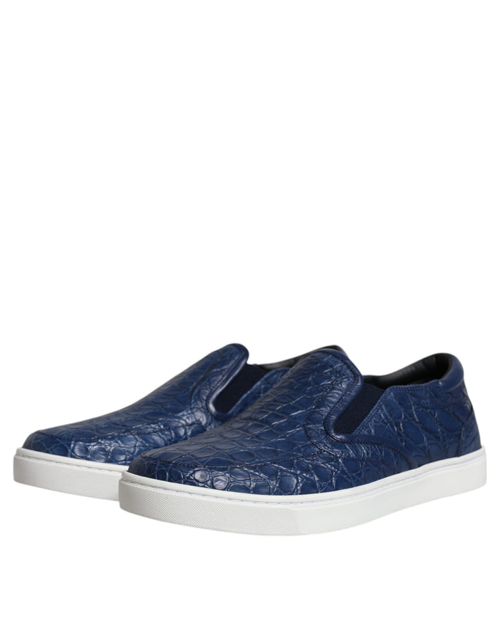 Dolce &amp; Gabbana Blue Croc Exotic Leather Men Sneakers Shoes by Dolce &amp; Gabbana outlet now on sale