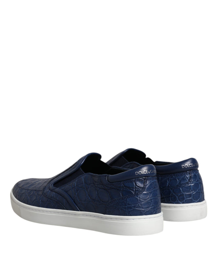 Dolce &amp; Gabbana Blue Croc Exotic Leather Men Sneakers Shoes by Dolce &amp; Gabbana outlet now on sale