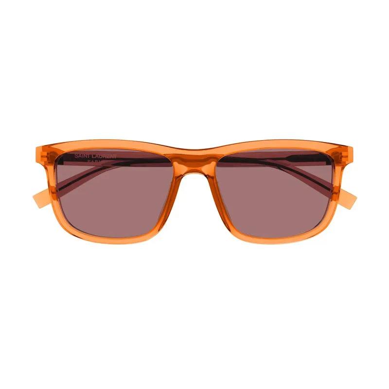 Saint Laurent Sunglasses Square Full Rim, Transparent Orange Frame And Red Lens Sl501005