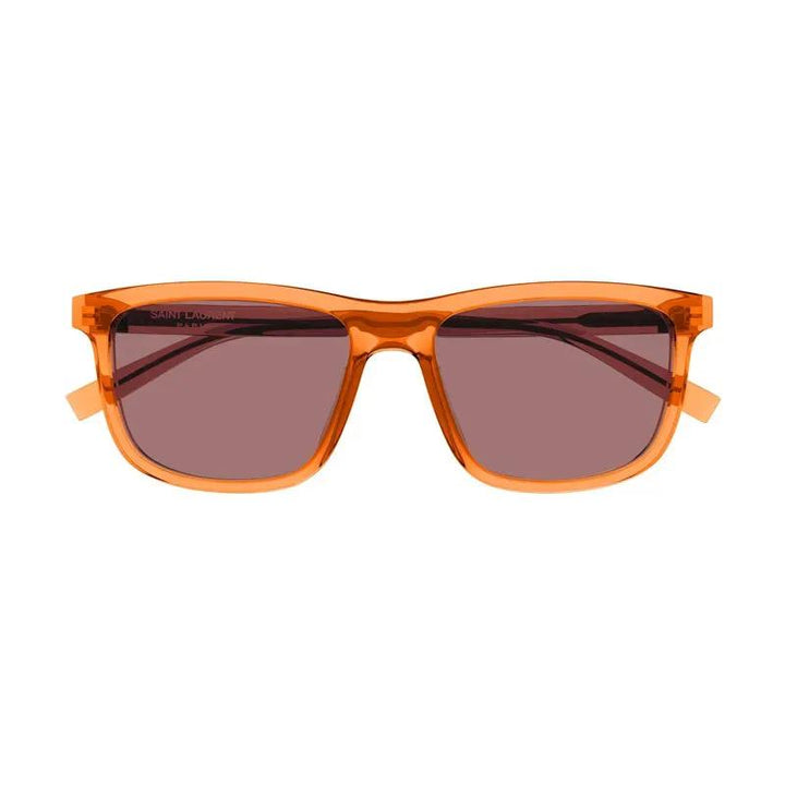 Saint Laurent Sunglasses Square Full Rim, Transparent Orange Frame And Red Lens Sl501005