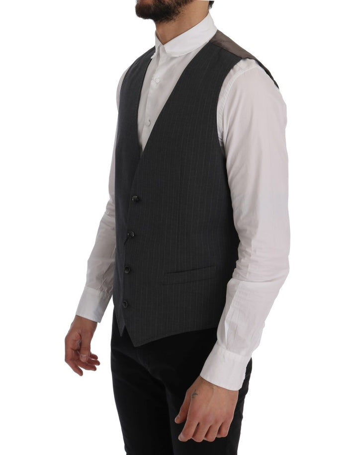 Dolce &amp; Gabbana Gray STAFF Cotton Striped Vest by Dolce &amp; Gabbana outlet now on sale