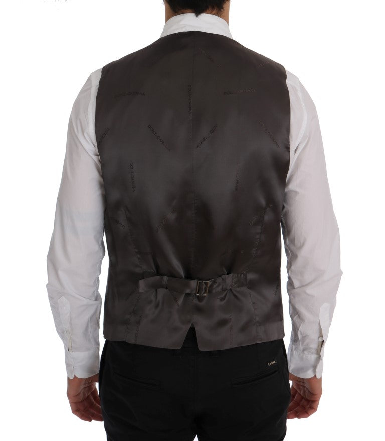 Dolce &amp; Gabbana Gray STAFF Cotton Striped Vest by Dolce &amp; Gabbana outlet now on sale