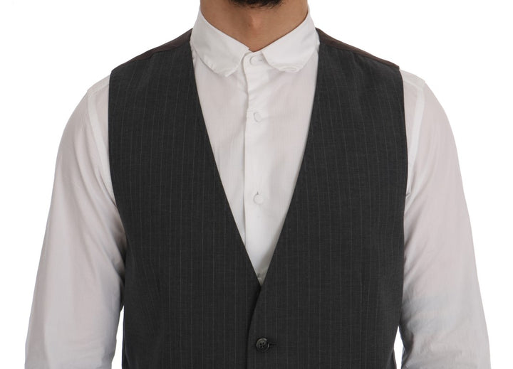Dolce &amp; Gabbana Gray STAFF Cotton Striped Vest by Dolce &amp; Gabbana outlet now on sale