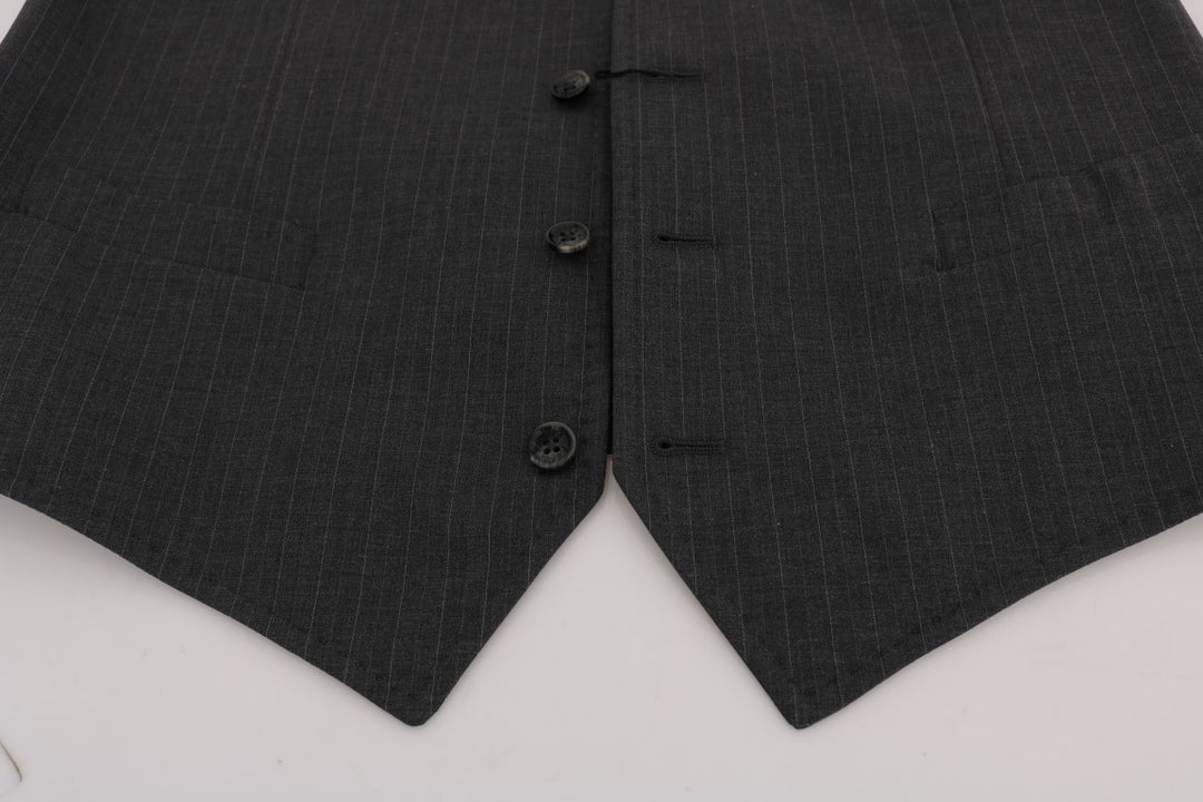Dolce &amp; Gabbana Gray STAFF Cotton Striped Vest by Dolce &amp; Gabbana outlet now on sale