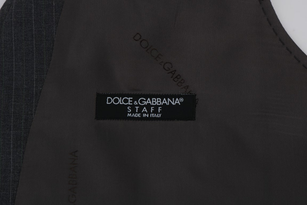 Dolce &amp; Gabbana Sample Sale Dolce &amp; Gabbana Gray STAFF Cotton Striped Vest - | Designer outlet