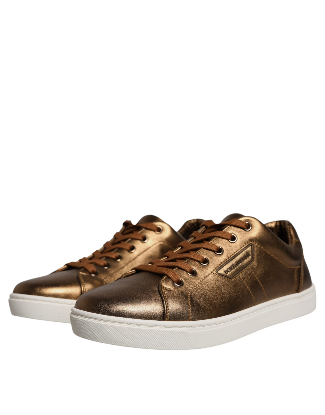 Dolce &amp; Gabbana Sample Sale Dolce &amp; Gabbana Gold Leather Logo London Men Sneaker Shoes - | Designer outlet