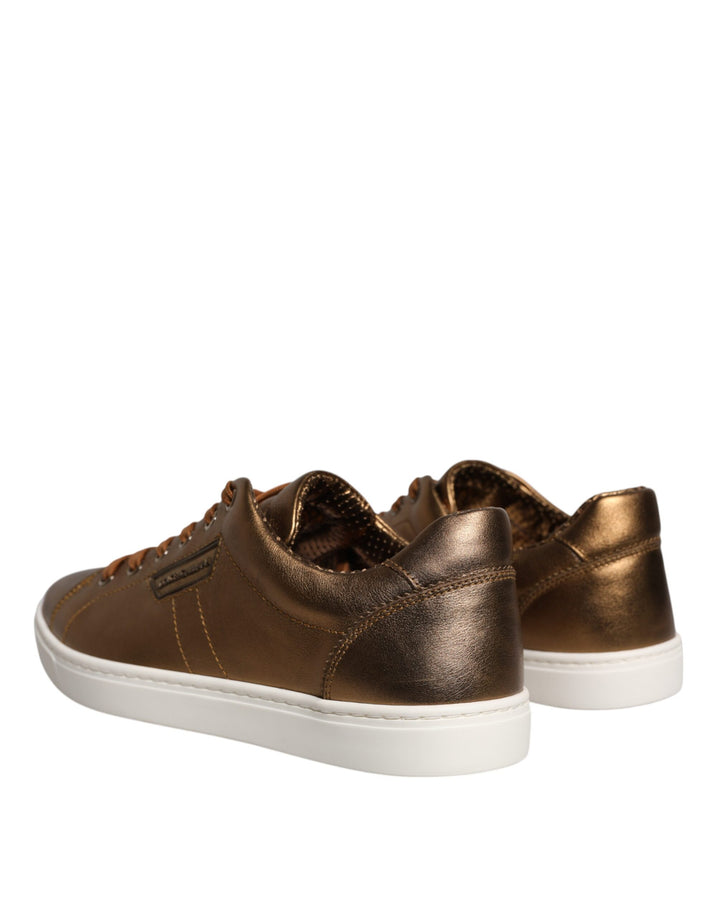 Dolce &amp; Gabbana Sample Sale Dolce &amp; Gabbana Gold Leather Logo London Men Sneaker Shoes - | Designer outlet