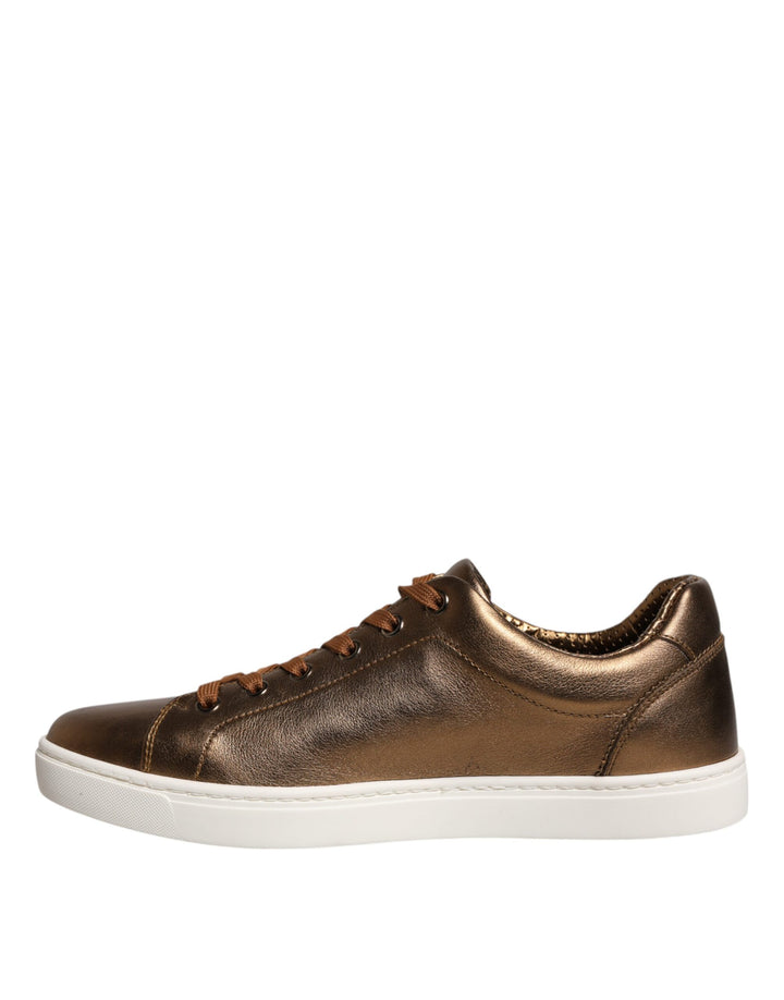 Dolce &amp; Gabbana Sample Sale Dolce &amp; Gabbana Gold Leather Logo London Men Sneaker Shoes - | Designer outlet