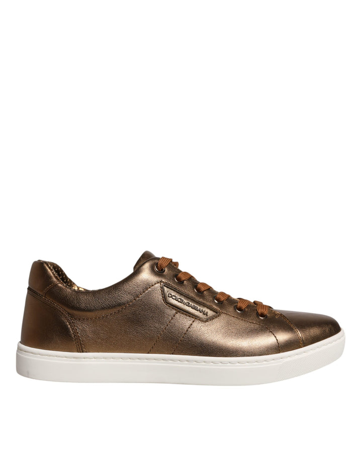 Dolce &amp; Gabbana Sample Sale Dolce &amp; Gabbana Gold Leather Logo London Men Sneaker Shoes - | Designer outlet