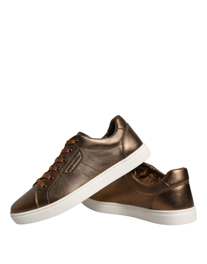 Dolce &amp; Gabbana Sample Sale Dolce &amp; Gabbana Gold Leather Logo London Men Sneaker Shoes - | Designer outlet