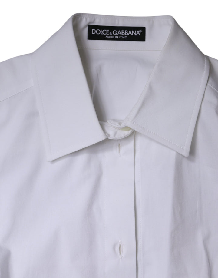 Dolce & Gabbana White Cotton Collared Long Sleeves Shirt Top