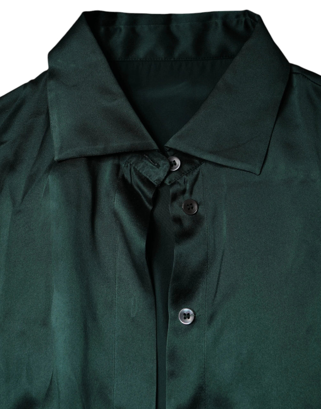 Dolce &amp; Gabbana Dark Green Silk Button Down Long Sleeves Blouse Top by Dolce &amp; Gabbana outlet now on sale