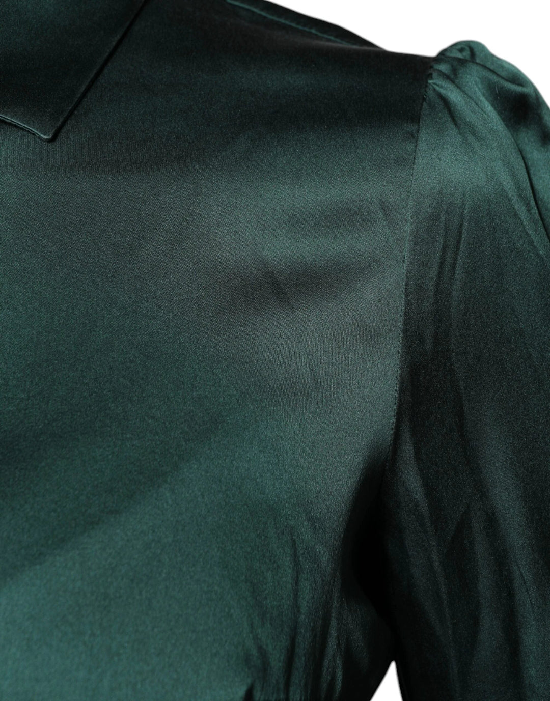 Dolce &amp; Gabbana Dark Green Silk Button Down Long Sleeves Blouse Top by Dolce &amp; Gabbana outlet now on sale