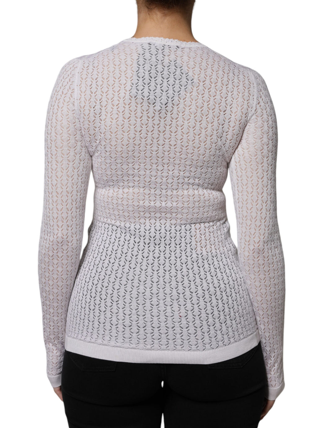 Dolce &amp; Gabbana Sample Sale Dolce &amp; Gabbana White Silk Button Down Cardigan Sweater - | Designer outlet