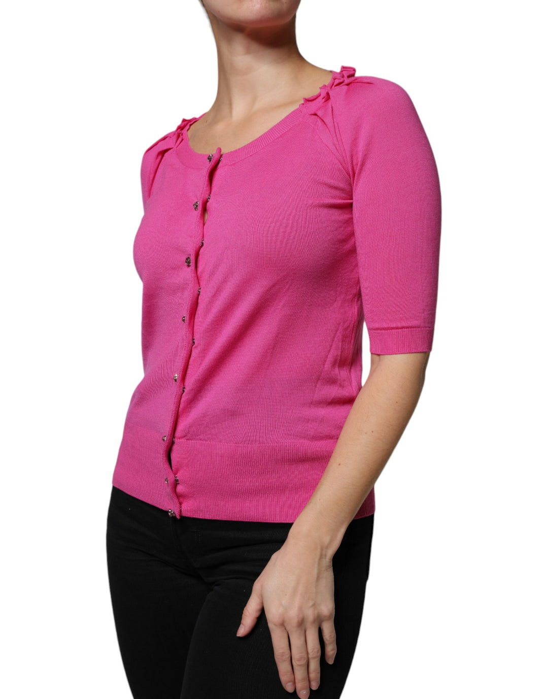 Dolce & Gabbana Pink Wool Button Down Cardigan Sweater by Dolce & Gabbana outlet now on sale