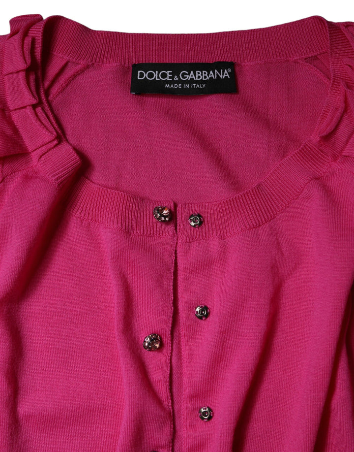 Dolce & Gabbana Pink Wool Button Down Cardigan Sweater by Dolce & Gabbana outlet now on sale