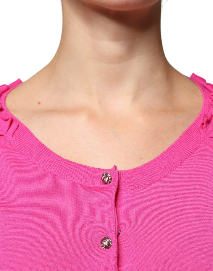 Dolce & Gabbana Pink Wool Button Down Cardigan Sweater by Dolce & Gabbana outlet now on sale